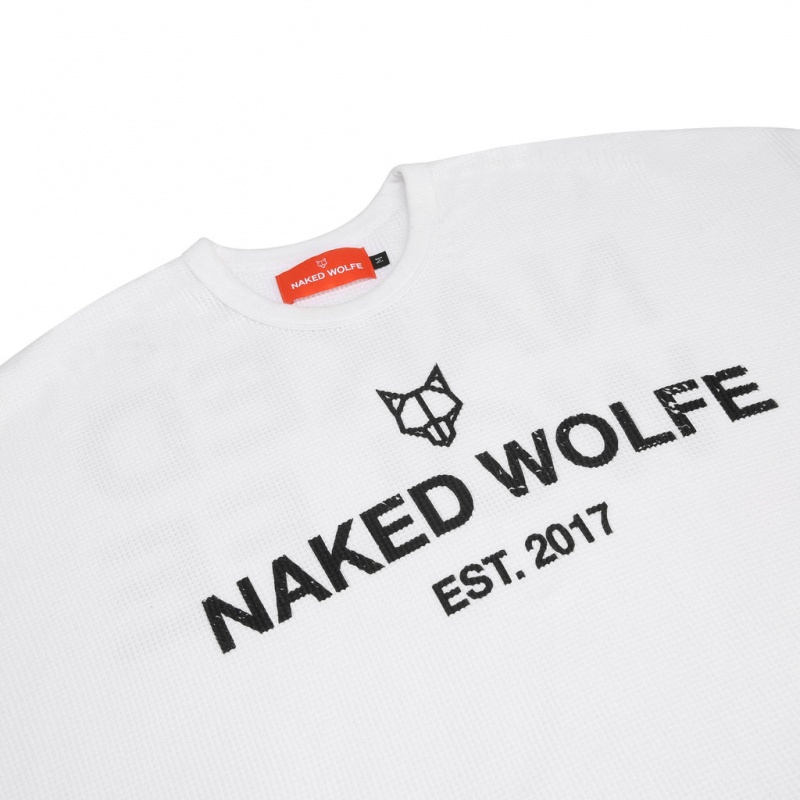 Naked Wolfe Thermal Men's Sweatshirts White Singapore | E8G-0533