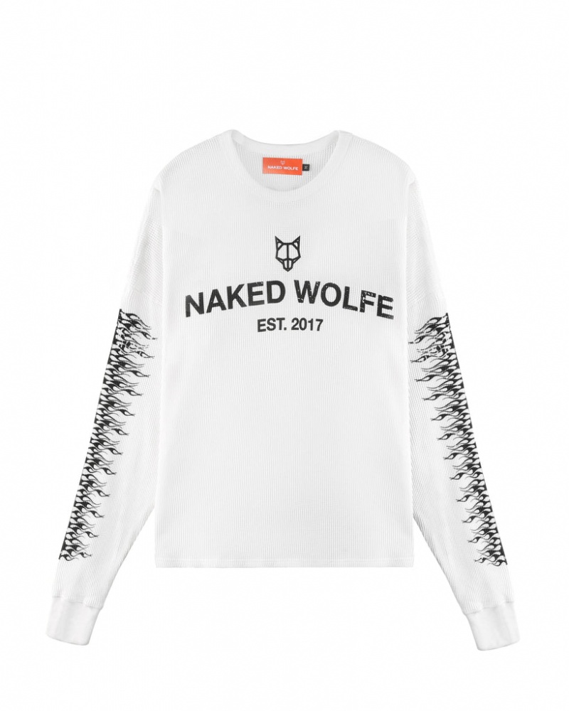 Naked Wolfe Thermal Men\'s Sweatshirts White Singapore | E8G-0533