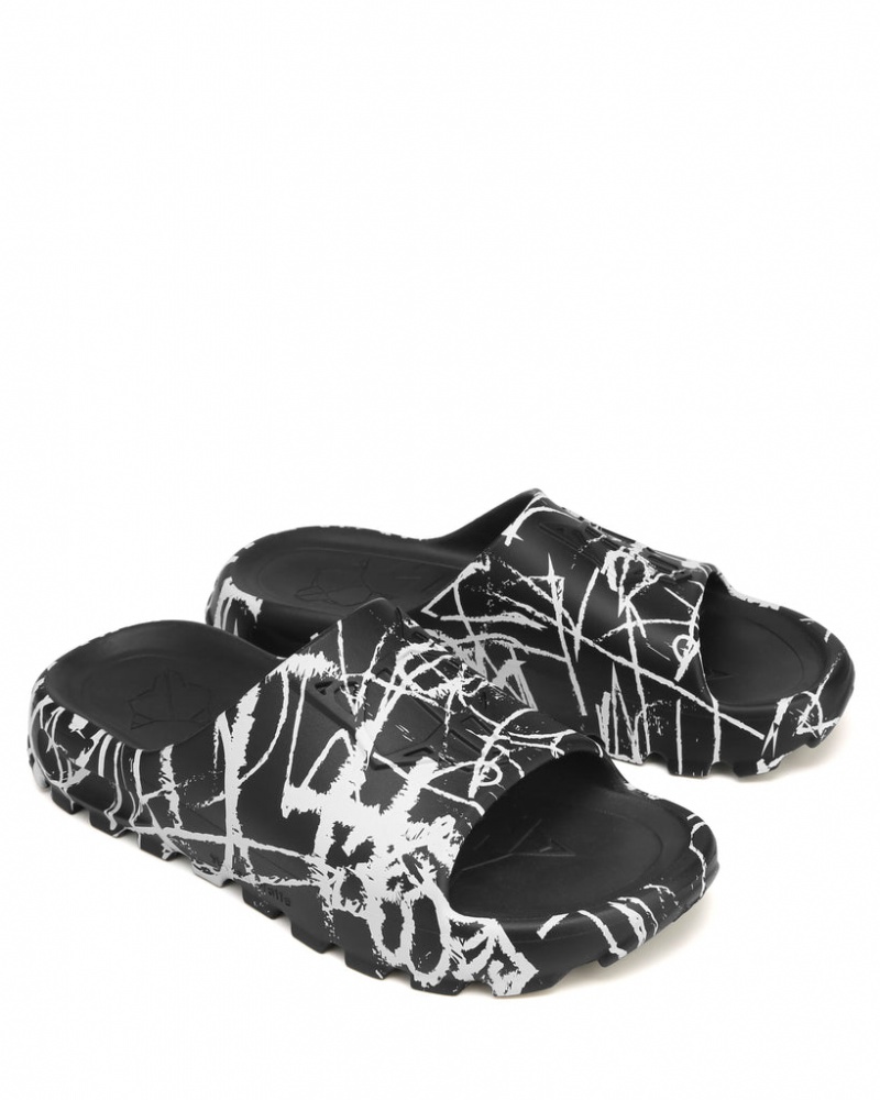 Naked Wolfe Tommy Men's Slides Black / White Singapore | L0I-5119