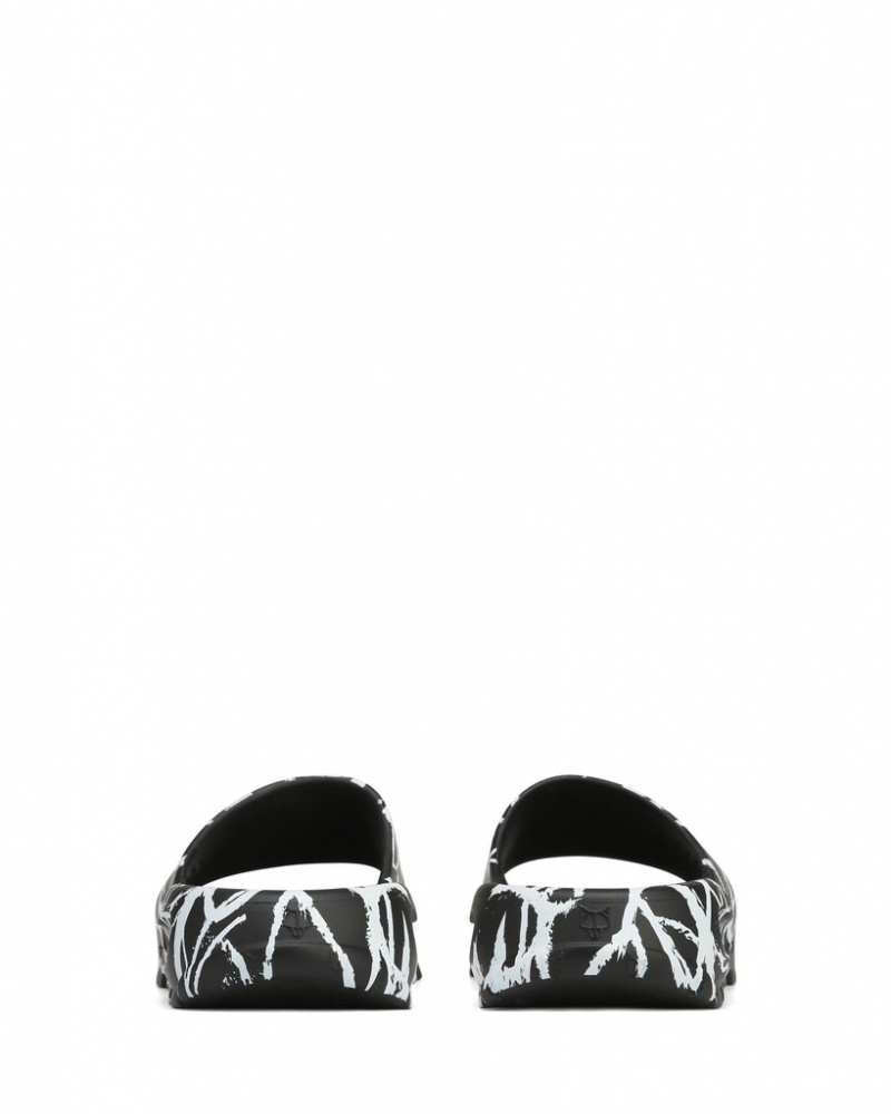 Naked Wolfe Tommy Men's Slides Black / White Singapore | L0I-5119