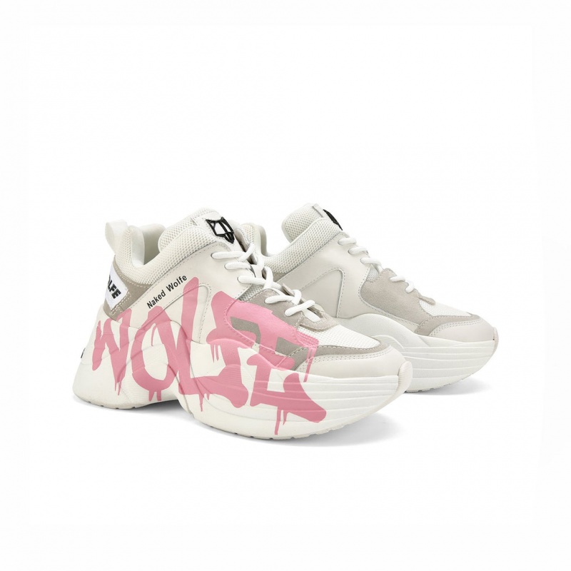 Naked Wolfe Track Logo Women's Sneakers Pink Singapore | V0R-2132