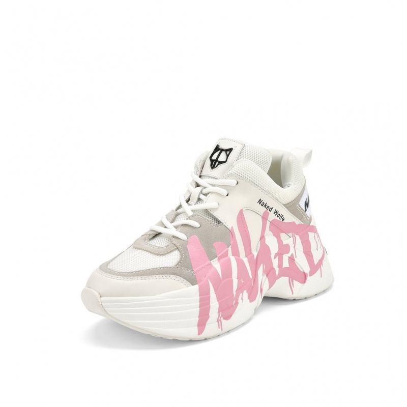 Naked Wolfe Track Logo Women's Sneakers Pink Singapore | V0R-2132