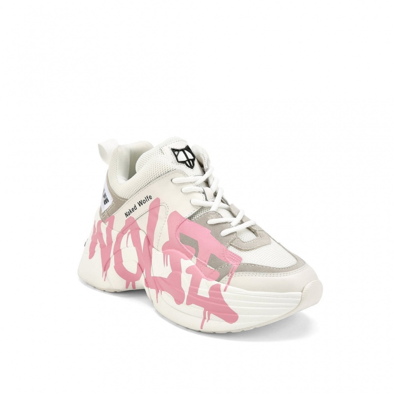 Naked Wolfe Track Logo Women's Sneakers Pink Singapore | V0R-2132