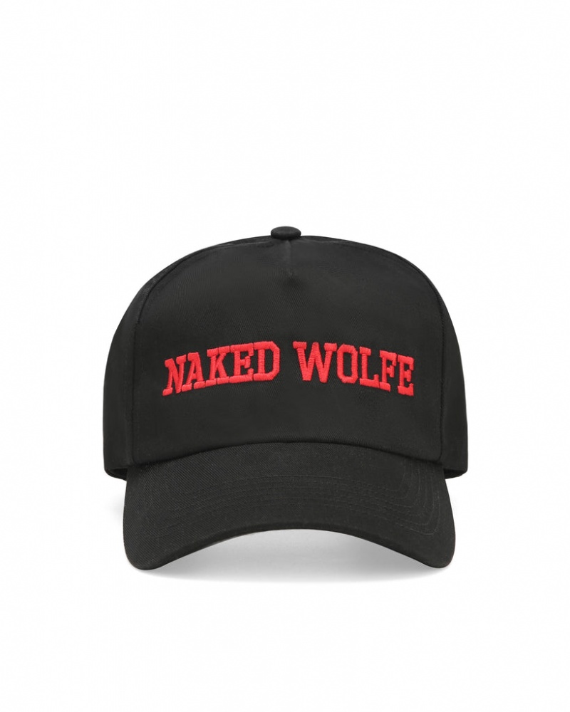 Naked Wolfe Varsity Unconstructed Cap Women\'s Hats Black / Red Singapore | T3E-1243