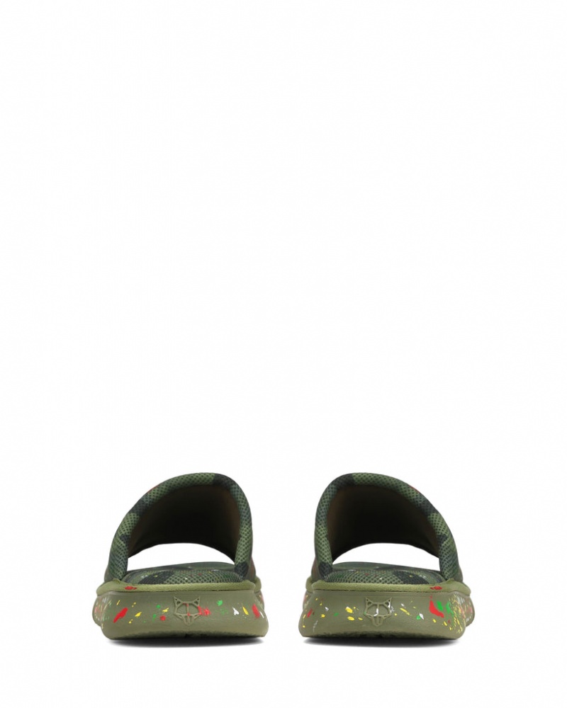 Naked Wolfe Vegas Army Men's Slides Green Singapore | B0U-0826