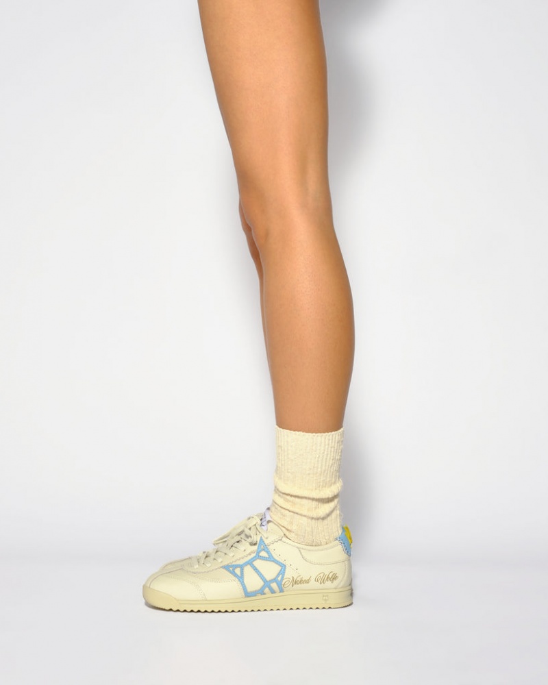 Naked Wolfe Vital Women's Sneakers Cream / Blue Singapore | W5F-0408