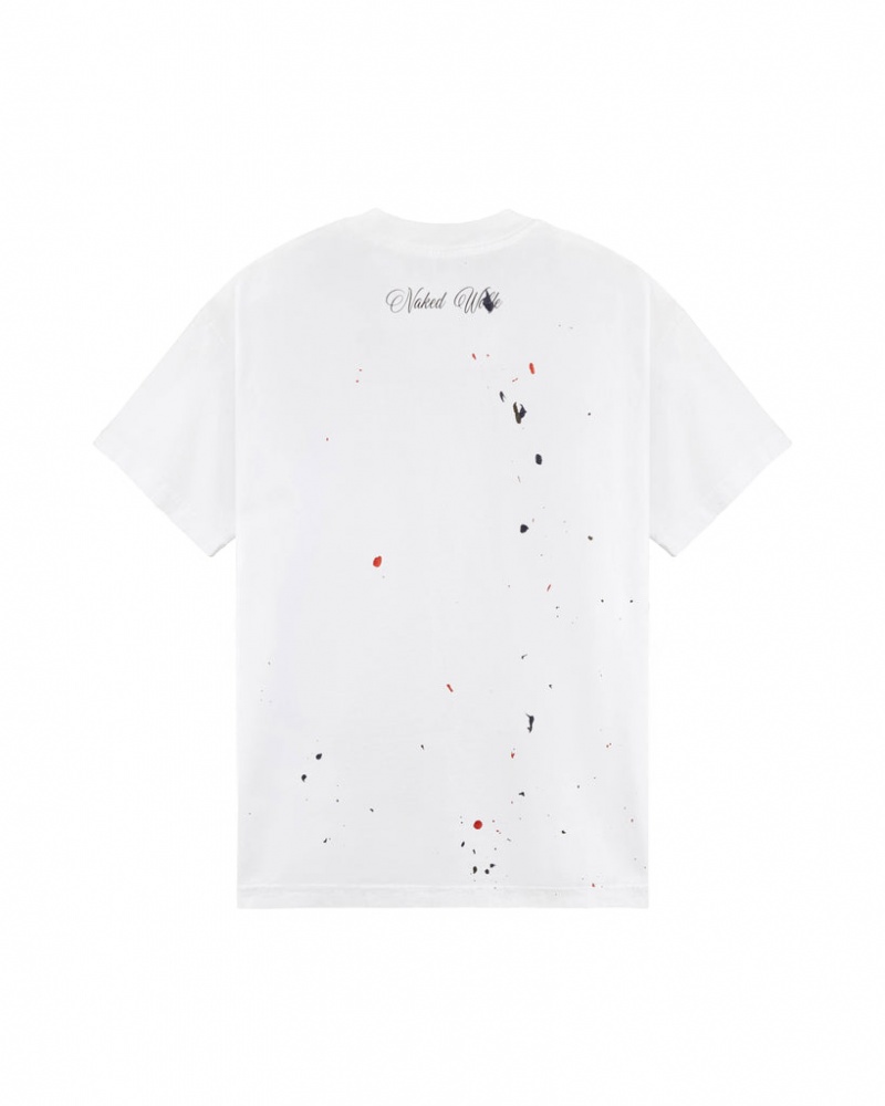 Naked Wolfe Wolfe Paint Splatter Men's T Shirts White Singapore | M2U-7352