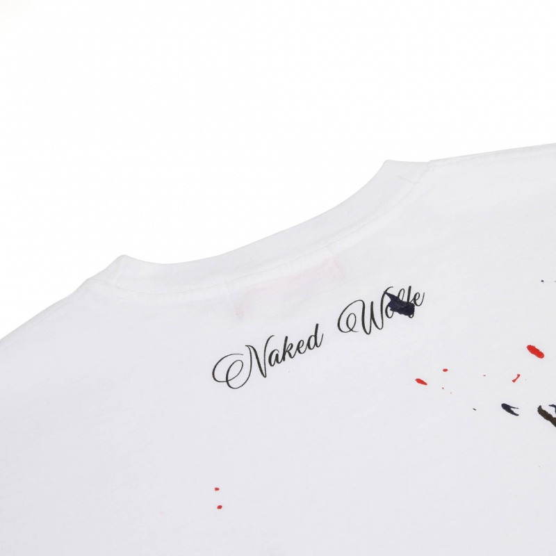 Naked Wolfe Wolfe Paint Splatter Men's T Shirts White Singapore | M2U-7352